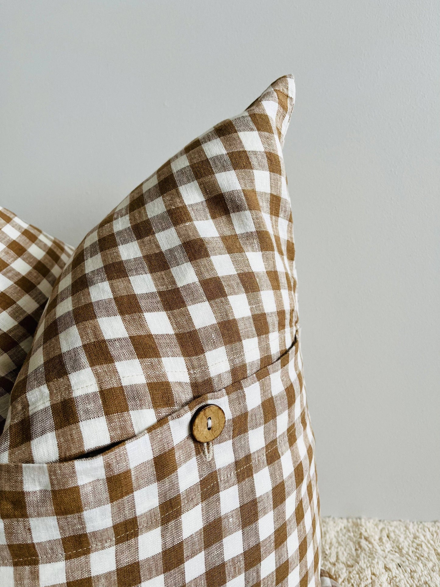 Pure French Linen Pillow | Chocolate Gingham