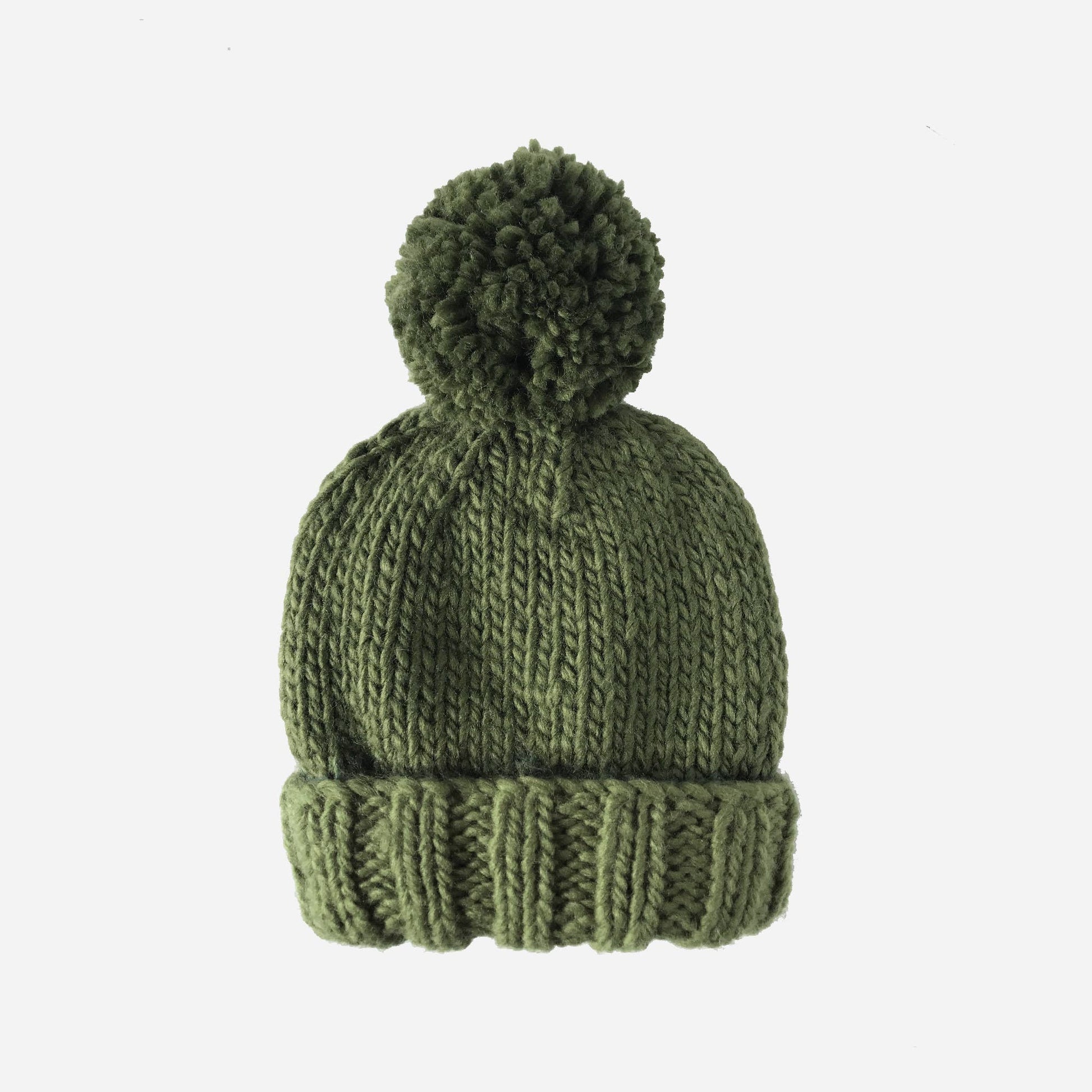 Classic Pom Hat, Olive | Baby Kids Beanie, Holiday Christmas: XS; 3-6m