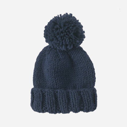 Classic Pom Hat, Navy | Baby Beanie | Kids Winter Clothing: L; 5y+ Adult