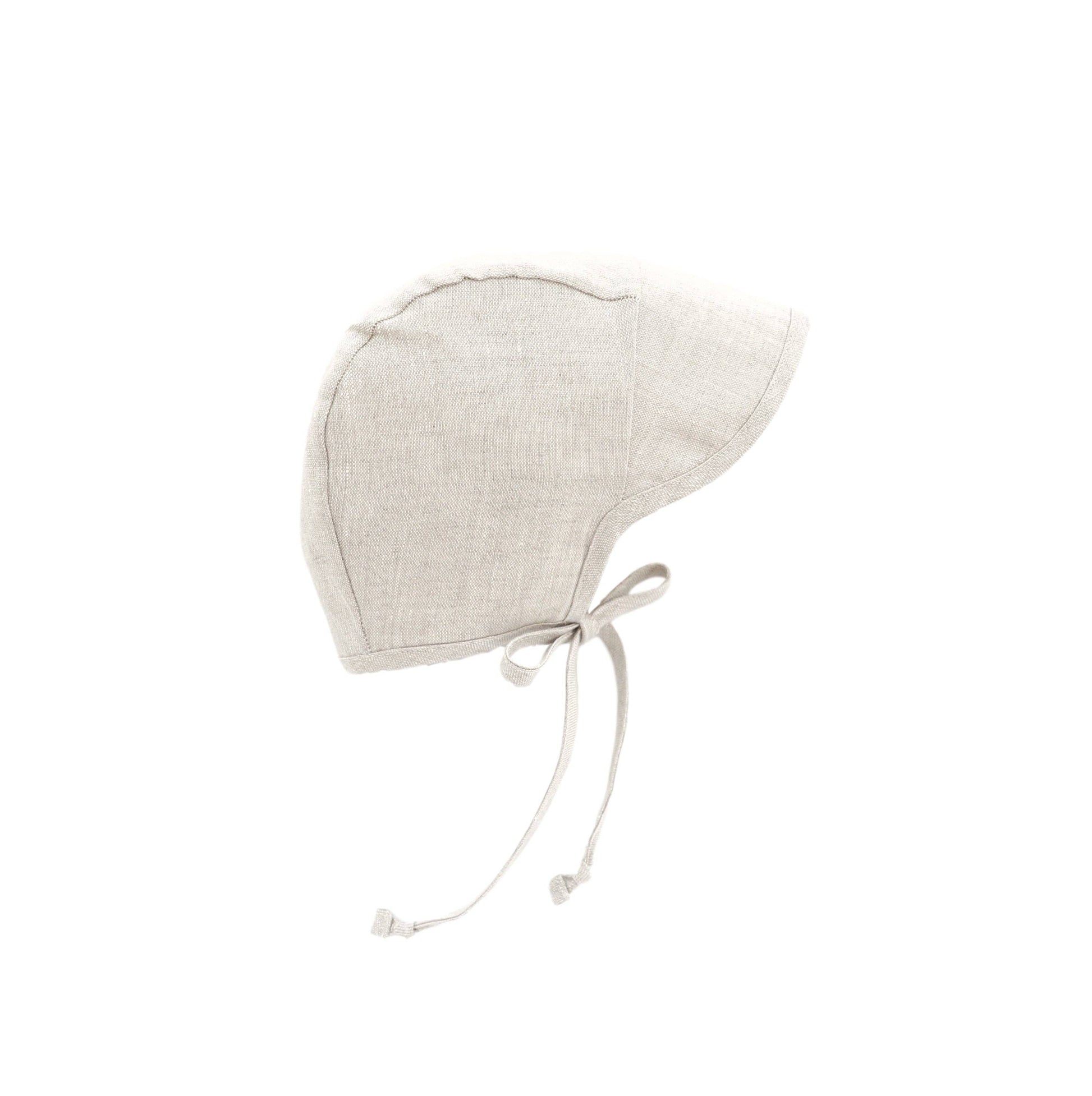 Brimmed Sand Linen Bonnet Cotton-Lined