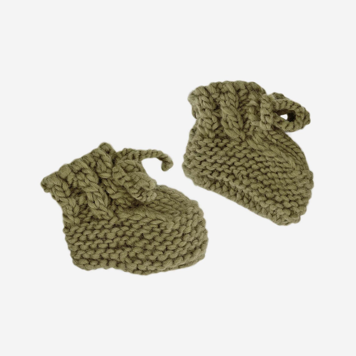 Classic Booties, Olive | Hand Knit Baby Shoes